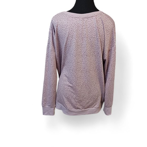 Mondetta Womens Blush Pink Leopard Print  Long Sleeve Sweater Sweatshirt… - Picture 6 of 16